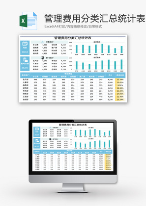 管理费用分类汇总统计表Excel模板