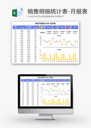 销售明细统计表Excel模板