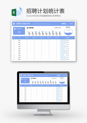 招聘计划统计表Excel模板