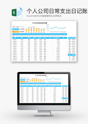 个人公司日常支出日记账Excel模板