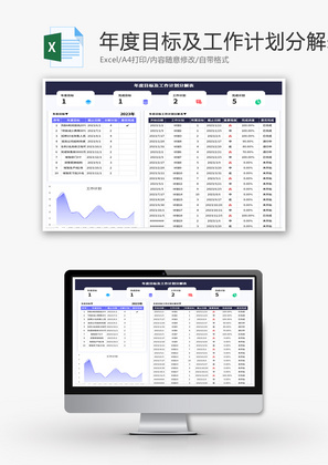 年度目标及工作计划分解表Excel模板