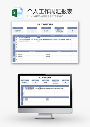 个人工作周汇报表Excel模板