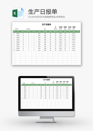 生产日报单Excel模板