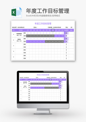 年度工作目标管理Excel模板