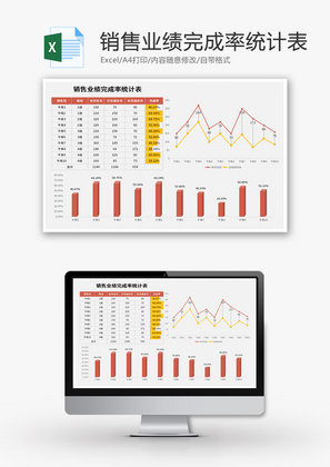 销售业绩完成率统计表Excel模板