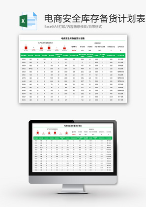 电商安全库存备货计划表Excel模板
