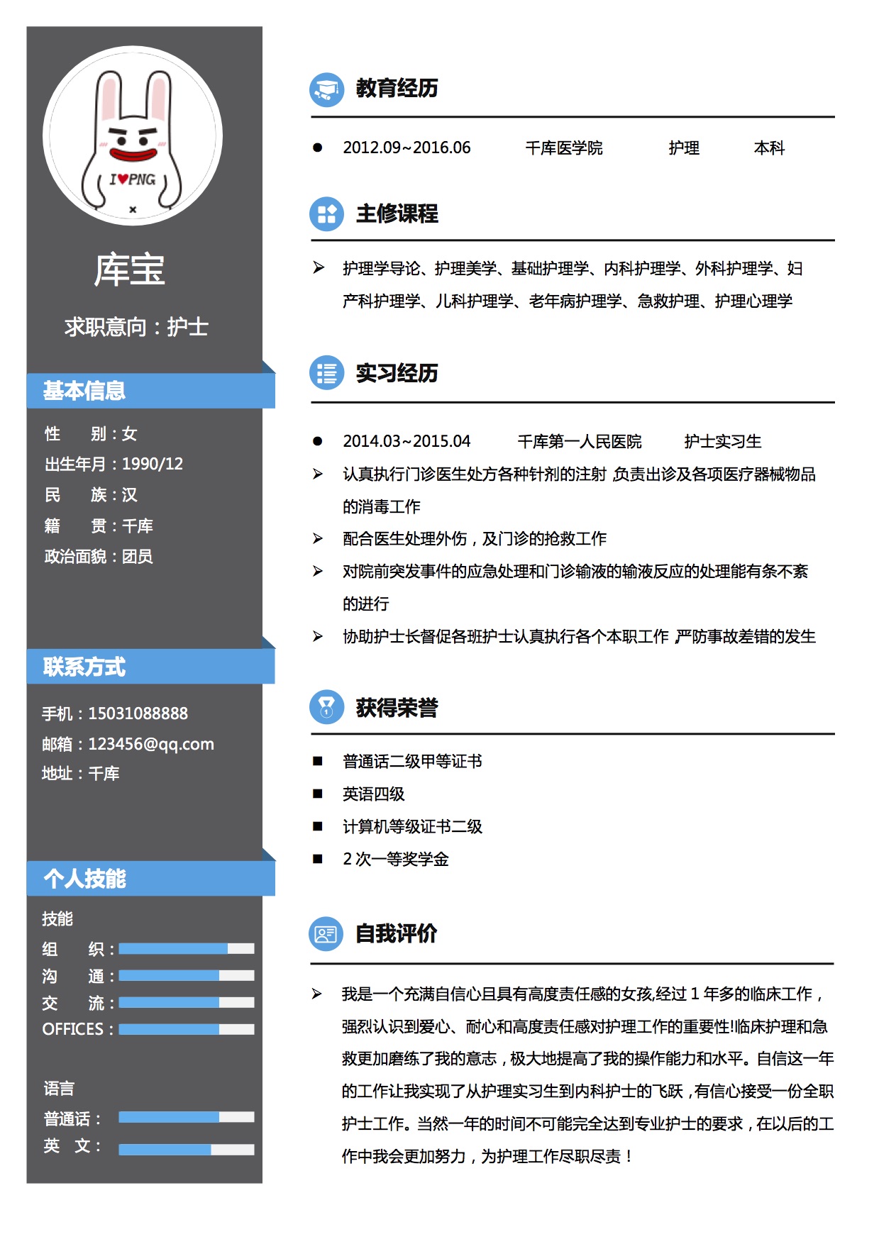 医生护士个人简历封面模板word格式图片