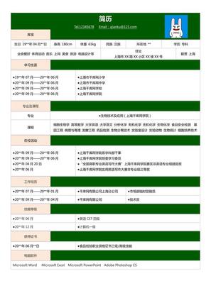 简洁绿色简约简历模板Word简历