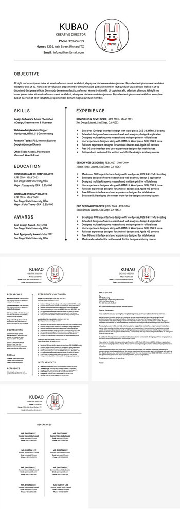 简约风企业白领创意总监多页求职英文简历