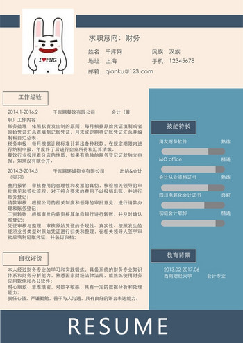 财务会计个性简历word模板