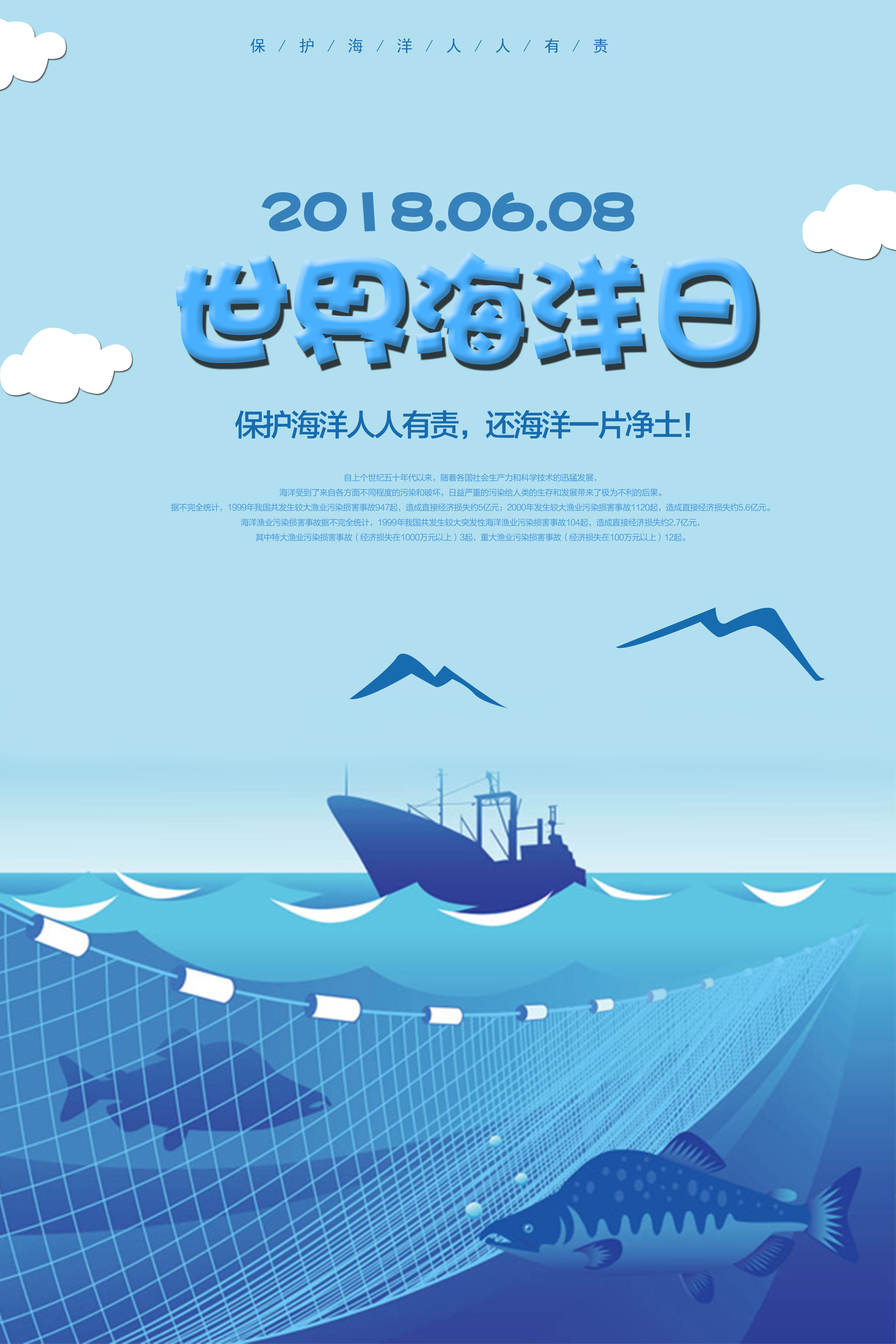 千库原创世界海洋日公益海报图片