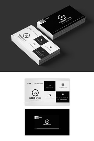 黑白简约卡片海报模板_千库原创黑白简约名片设计