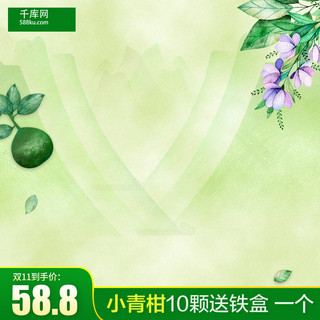 茶叶淘宝主图海报模板_绿色清新小青柑茶叶淘宝主图
