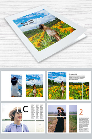 整套旅游画册海报模板_简约风整套旅游画册画册封面