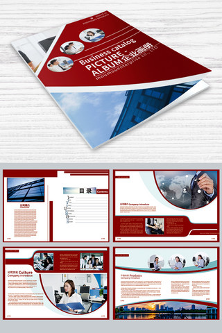 版式排版海报模板_红色创意个性企业画册设计画册封面