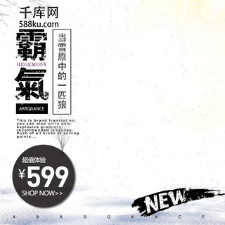 霸气开业海报模板_电商淘宝霸气冬季男装滑雪节黑白色简洁合成