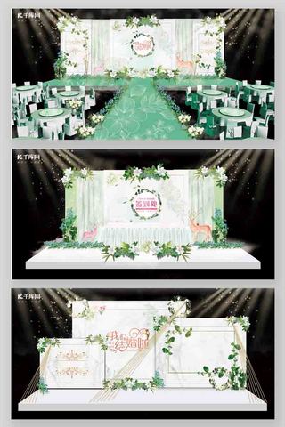原创室内设计海报模板_浪漫唯美绿色小清新鲜花婚礼效果图