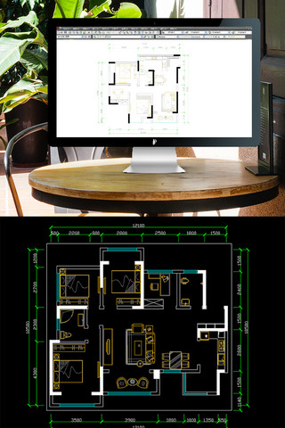 三室一厅一厨一卫海报模板_CAD三室一厅两卫平面布局图