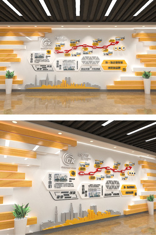 企业文化展板设计海报模板_大气科技公司学校企业文化墙创意形象墙照片墙
