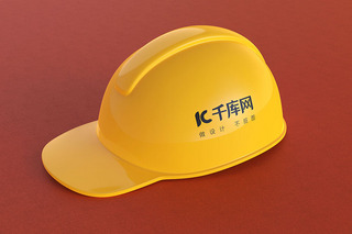 商标logo样机海报模板_黄色安全帽上商标设计样机
