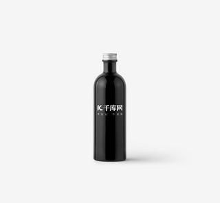 简约瓶子样机样机海报模板_黑色透明瓶子包装样机