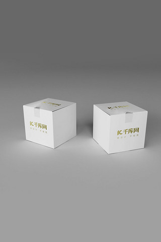 白色包装盒样机模版展示海报模板_方型精致包装盒样机