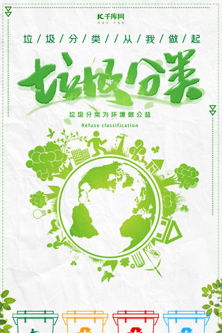 手绘环保海报模板_垃圾分类讲文明环保手机海报