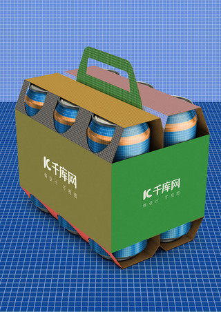 饮料罐样机海报模板_罐装饮料组合装样机展示