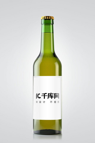玻璃瓶展示海报模板_清新啤酒瓶样机展示模版