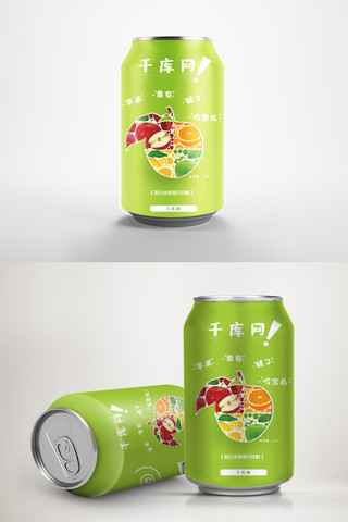 饮料包装海报模板_清新果绿色混合果汁饮料包装设计