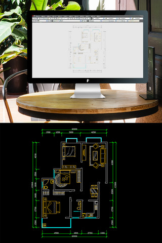 CAD两室两厅一厨一卫户型图