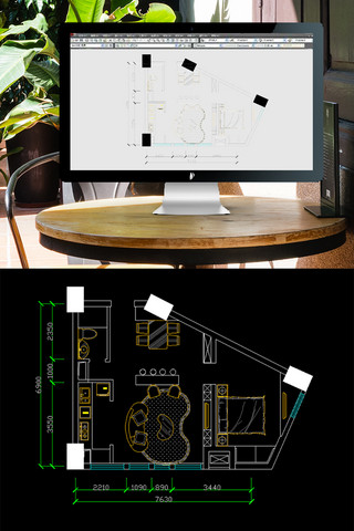 CAD异形布局图单身公寓