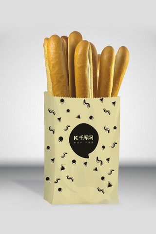 样机食品袋子海报模板_简洁大气面包包装袋样机