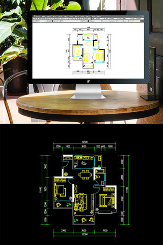 图布局海报模板_CAD两室一厅一厨一卫平面户型图