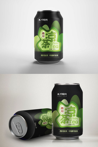 绿色极简风格海报模板_极简印象风格黑罐四川凉茶包装设计
