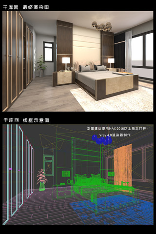 室内现代简约风格海报模板_现代风格简约卧室效果图