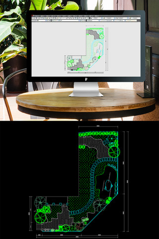 cad指向针海报模板_CAD园林式花园设计图