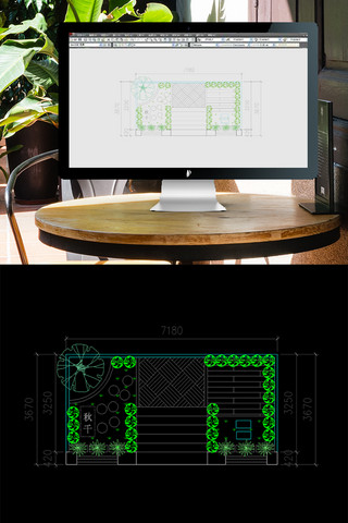 秋千免抠海报模板_CAD小庭院式花园设计