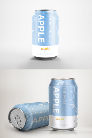 易拉罐包装样机海报模板_蓝色饮料创意易拉罐包装样机设计