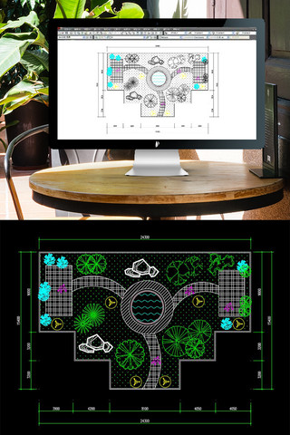 原创室内设计海报模板_CAD园林景观户外小花园设计平面图