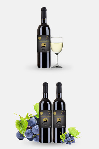 酒包装设计酒海报模板_千库网原创黑色插画风白葡萄酒包装