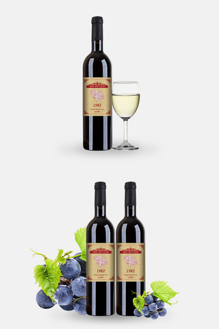 酒包装设计酒海报模板_千库网原创红色古典白葡萄酒包装