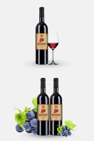 酒包装设计酒海报模板_千库网原创红色高端红酒包装