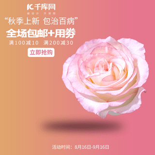 粉色玫瑰简约海报模板_千库网原创粉色玫瑰女包渐变主图