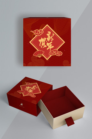 新年礼盒包装海报模板_千库原创新年礼盒包装