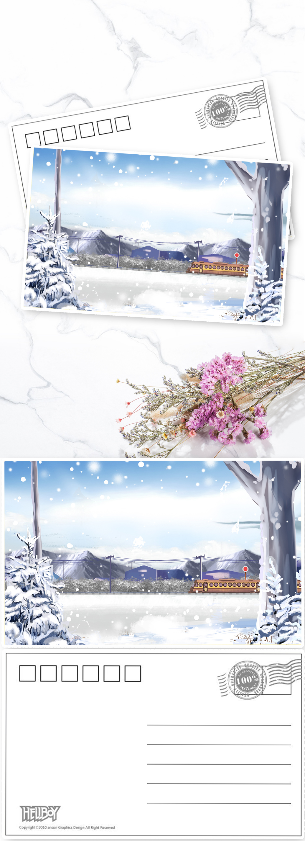 立冬节气雪景明信片图片