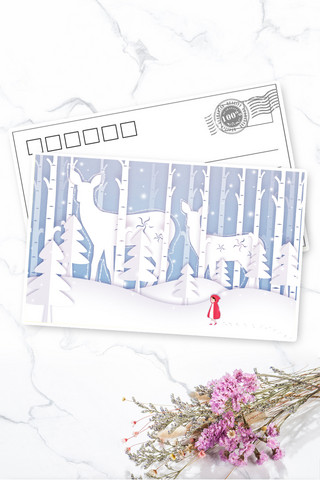 冬至美丽雪景明信片