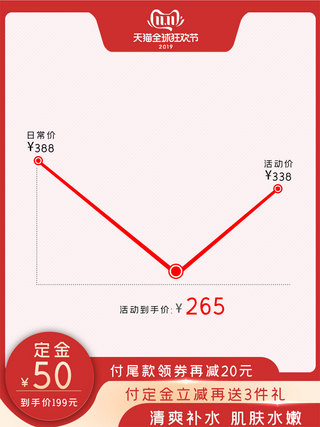 红色边框竖海报模板_电商双11促销红色化妆品竖版主图