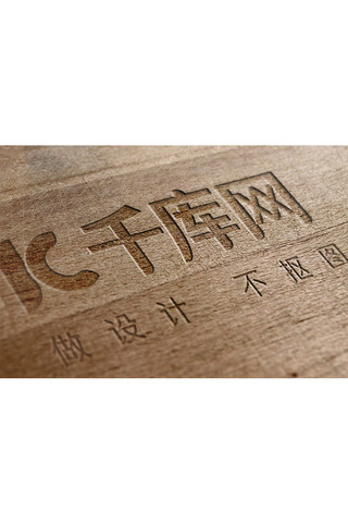 logo材质模板海报模板_木纹材质logo标志贴图样机模板