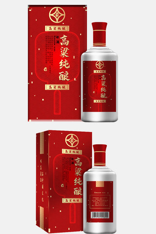 金门高粱海报模板_酒包装红色大气模板酒红色 金色中国风包装